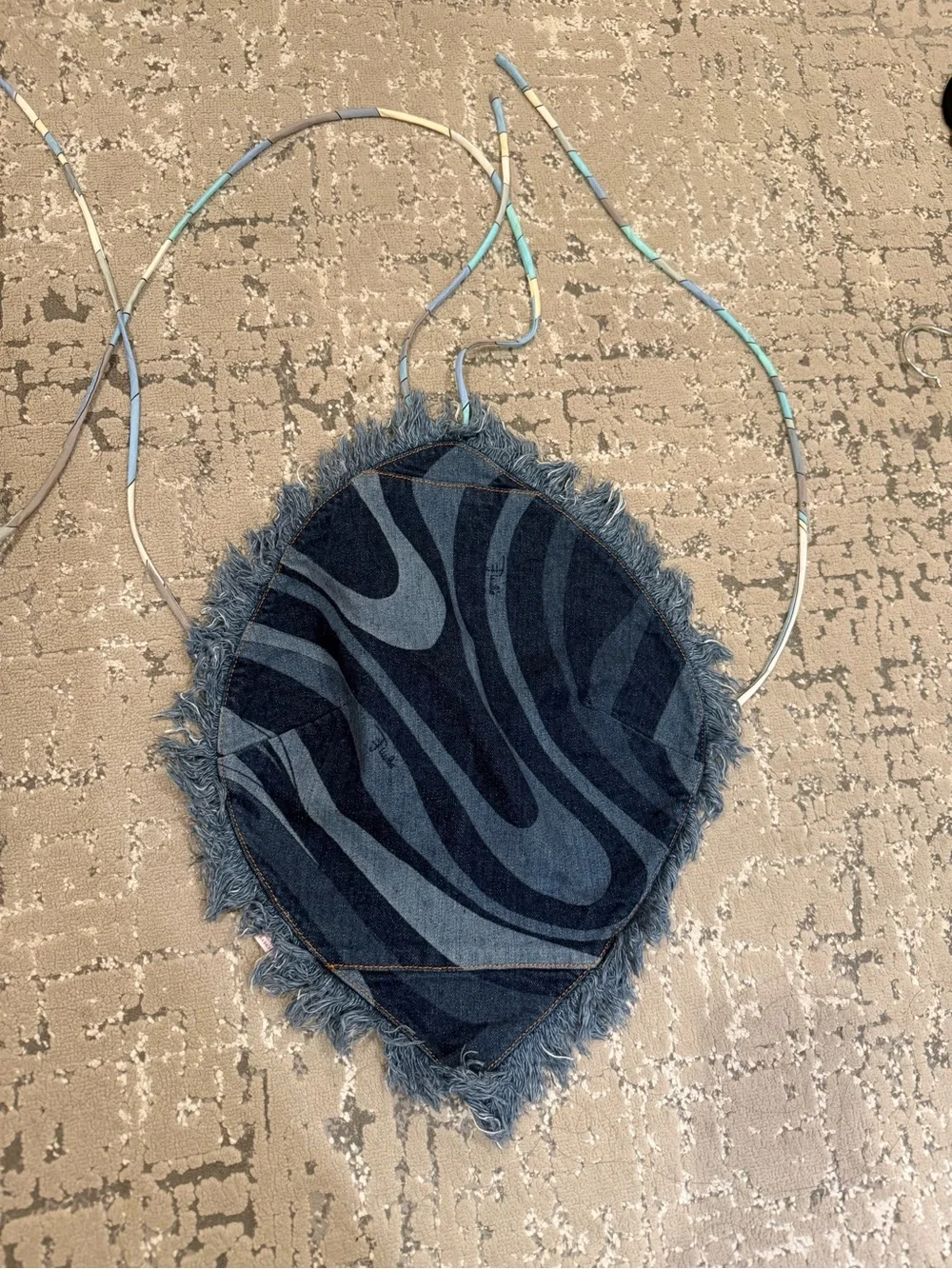 Emilio Pucci Fringed Denim Crossbody Pouch - Blue